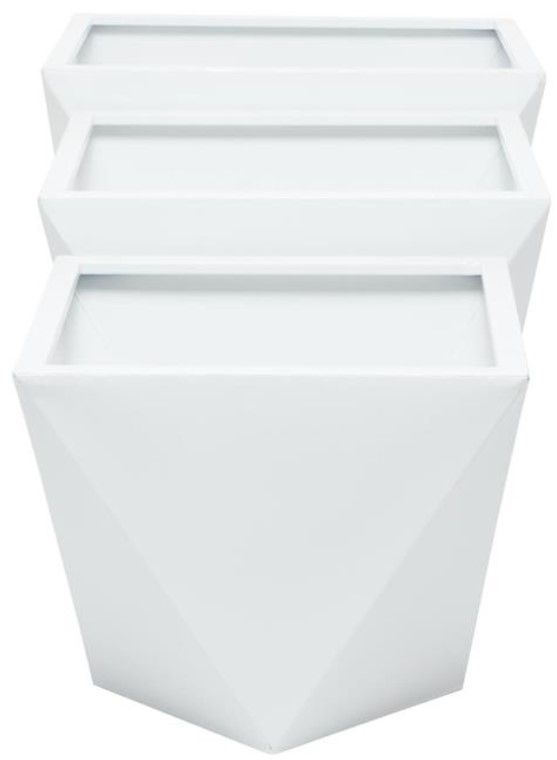 Deco Marche CosmoLiving by Cosmopolitan 3-Piece White Indoor Outdoor Planter-1