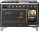 Ilve® Majestic III 48" Graphite Matte Pro Style Dual Fuel Natural Gas Range with Triple Glass Door and Chrome Trim-1