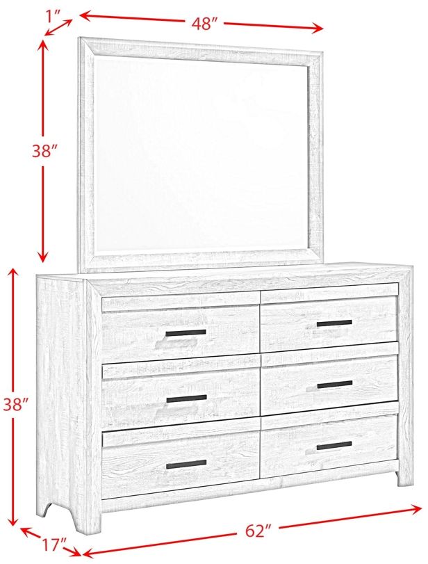 Elements International Eleanor White Dresser and Mirror -2