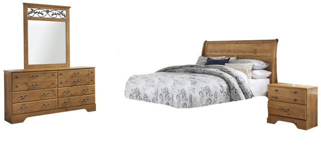 Signature Design by Ashley® Bittersweet 5-Piece Light Brown Queen Sleigh Headboard Bed Set-0