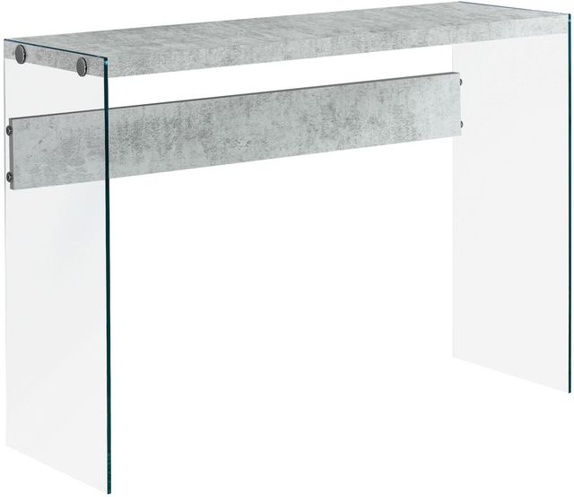 Monarch Specialties Inc. Grey Cement 44"L Tempered Glass Base Accent Table-0