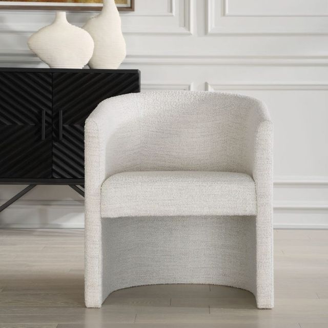 Uttermost® Encompass White Dining Arm Chair-1