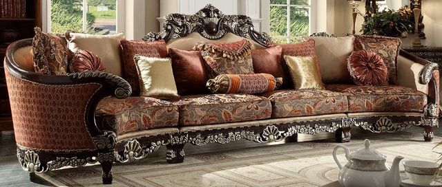 Homey Design 3-Piece Dark Red Mahogany Sectional Set