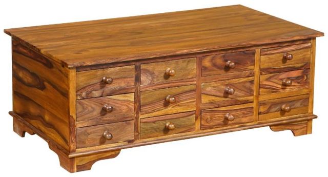 Jaipur Furniture Cube Brown 12-Drawer Coffee Table-0