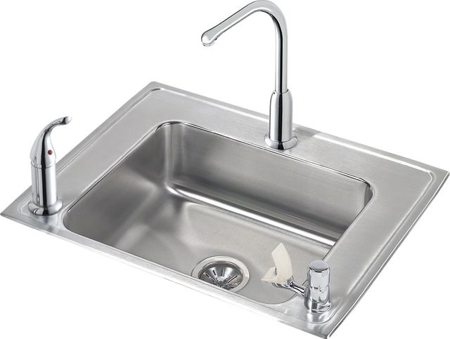 Elkay Lustertone® Classic Lustrous Satin Stainless Steel 28" x 22" x 5" Single Bowl Drop-in Classroom ADA Sink Kit-0