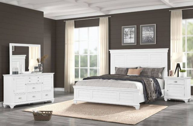 New Classic® Home Furnishings Jamestown 4-Piece White Queen Panel Bedroom Set-1