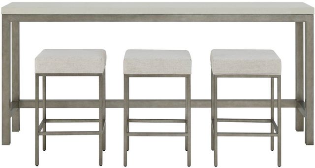 Universal Explore Home™ Oasis Antique Nickel/Nomad Snow Console with Stools-2