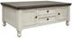 International Furniture Direct Stone Weathered Gray Rectangular Cocktail Table with Ivory Antiqued Base-0