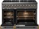 Viking® 5 Series 48" Damascus Gray Pro Style Dual Fuel (NG) Range with Brushed Brass Trim-1