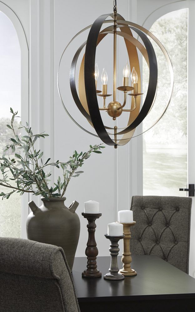 Signature Design by Ashley® Makani Black/Gold Metal Pendant Light-3