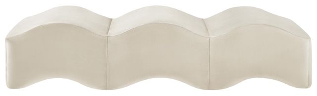 Meridian Furniture Wave Cream Upholstered Bench-1