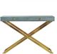 A & B Home Margo Gray Leather Top Console Table with Gold Legs-1