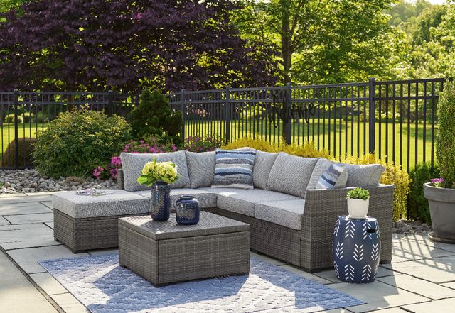 Signature Design by Ashley® Petal Road 4-Piece Gray Aluminum/Fabric Outdoor Conversation Set-1
