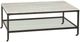 Bassett Mirror Whitman Ivory Rectangular Cocktail Table with Bronze Base-0