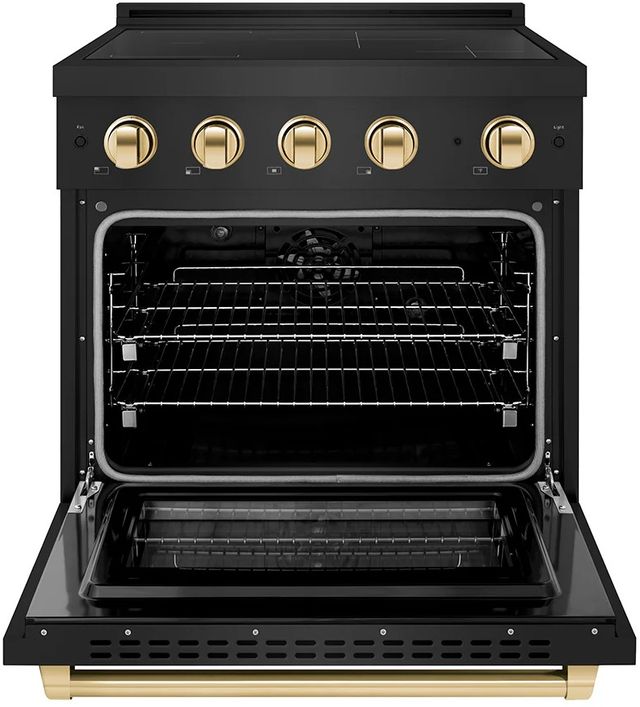 ZLINE Autograph Edition Paramount 30" Black Stainless Steel Pro Style Induction Range with Polished Gold Accents-1