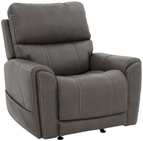 Flexsteel® Carter Smoke Power Rocking Recliner with Power Headrest and