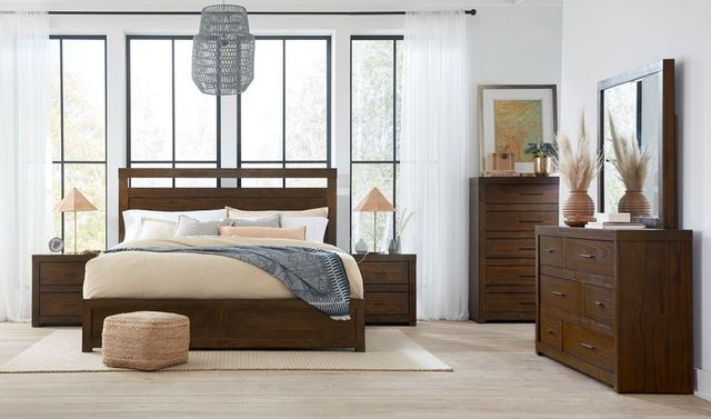 aspenhome® Modern Loft Brownstone Queen Panel Bed-1