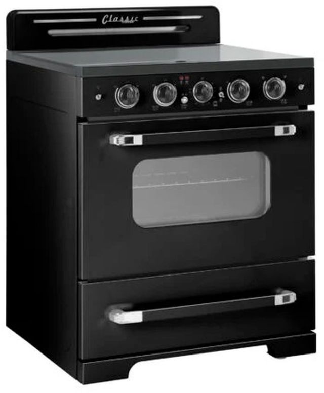 Unique® Appliances Classic Retro 30" Midnight Black Slide-In Electric Range-2