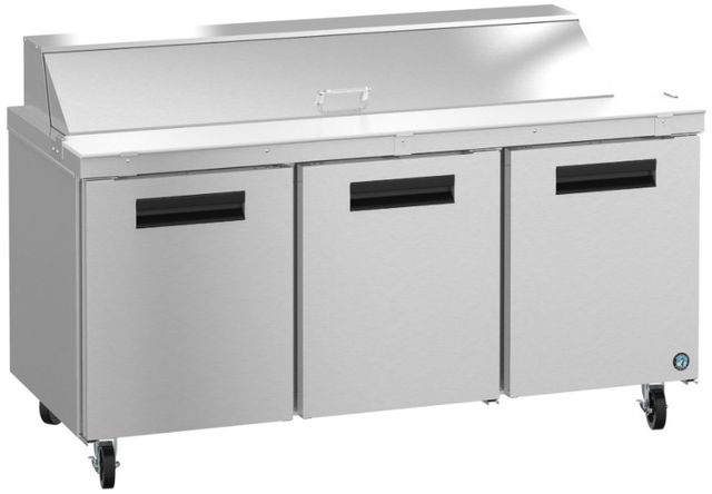 Hoshizaki 72" 18 Cu. Ft. Stainless Steel Three Section Sandwich Prep Table Refrigerator-1