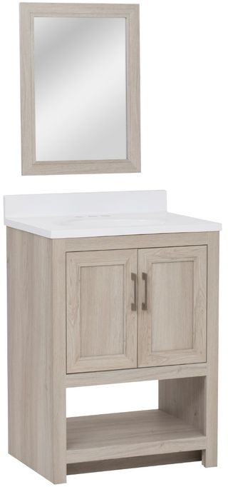 Linon Barkley Sandstone 25" Vanity with Mirror