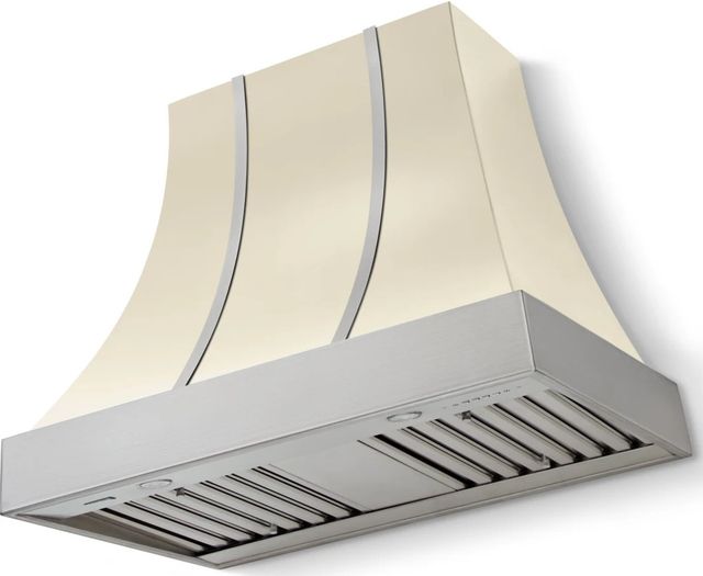 La Cornue CornuFé Cascade 36" Morning Dew Mounted Range Hood with Satin Chrome Trim-0