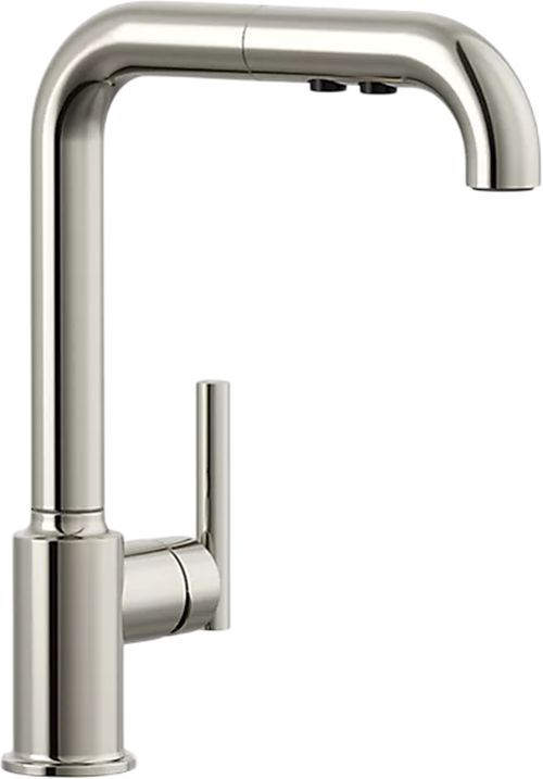 KOHLER® Purist® Vibrant Polished Nickel Kitchen Sink Faucet with 3-Function Sprayhead-0
