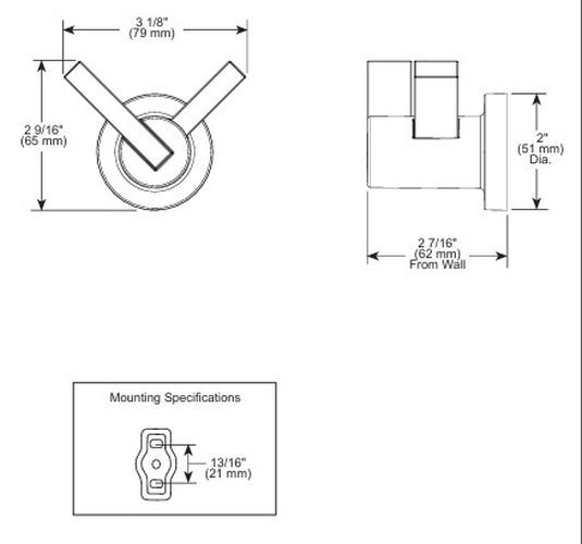 Brizo Litze® Matte Black Double Robe Hook-1