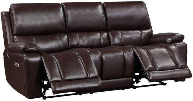 New Classic® Home Furnishings Cicero Brown Leather Sofa with Power Headrest and Footrest-2