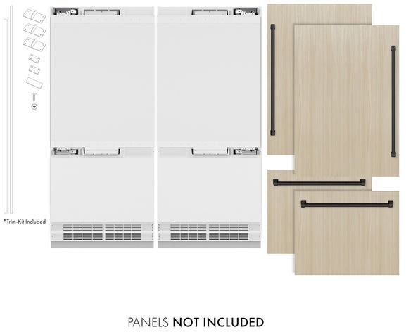 ZLINE Autograph Edition 72" 39.6 Cu. Ft. Panel Ready Built In French Door Refrigerator with Matte Black Accents-3