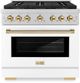 ZLINE Paramount Autograph Edition 36" Stainless Steel Pro Style Gas Range with White Matte Door and Polished Gold Accents-0