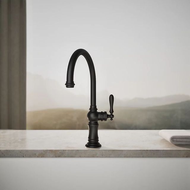 KOHLER® Artifacts® Matte Black Single-Handle Kitchen Sink Faucet-4