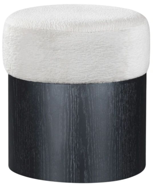 Meridian Furniture Nimes Cream/Black Velour Fur Ottoman-0