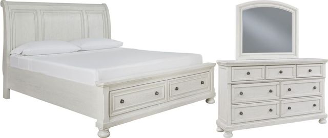 Signature Design by Ashley® Robbinsdale 3-Piece Antique White King Sleigh Storage Bed Set-0