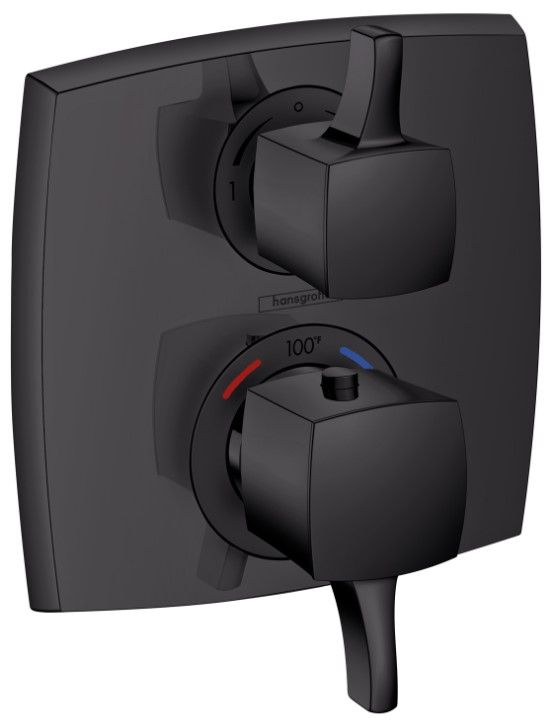 Hansgrohe Ecostat Classic Matte Black Thermostatic Trim with Volume Control and Square Diverter-0