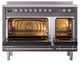 Ilve® Nostalgie II Noblesse 48'' Graphite Matte Pro Style Induction Range with Chrome Trim-2