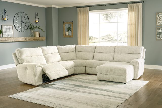 Signature Design by Ashley® Critic's Corner 5-Piece Parchment Power Reclining Right-Arm Facing Sectional and Chaise-2