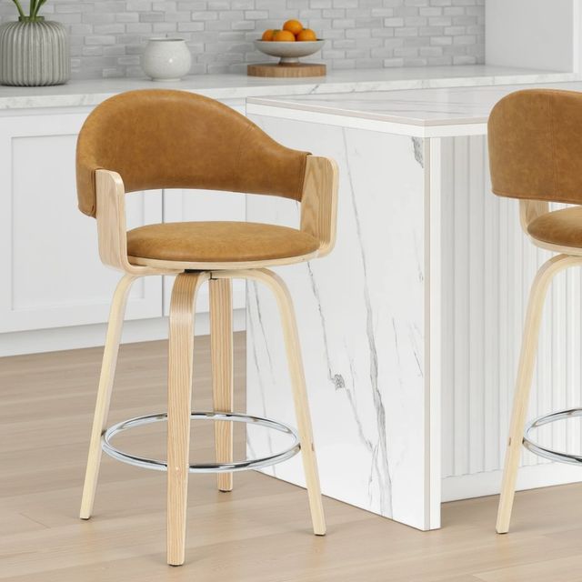 Armen Living Daxton Camel/Oak Counter Stool-1