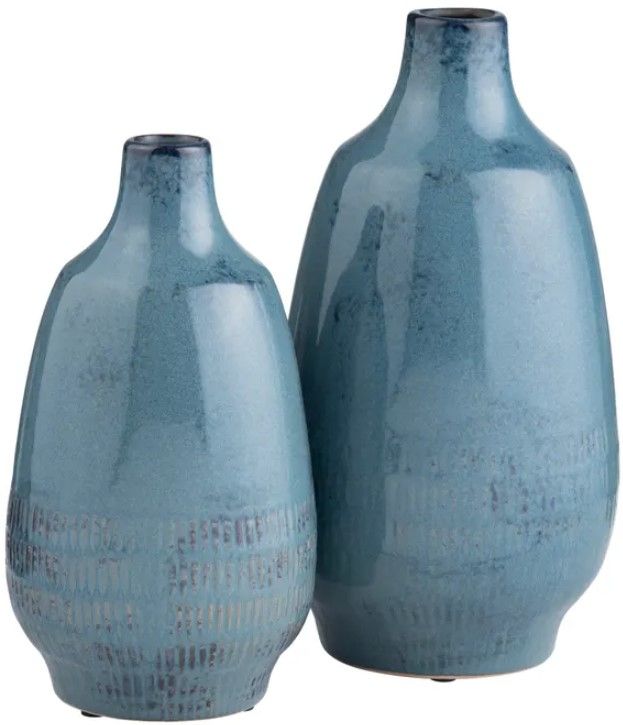 Crestview Collection Arden 2-Piece Blue Vase Set-0