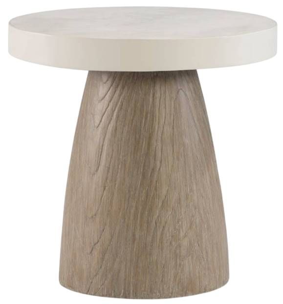 Bernhardt Granville Bone Concrete/Wooden Outdoor Side Table with Sea Oat Base