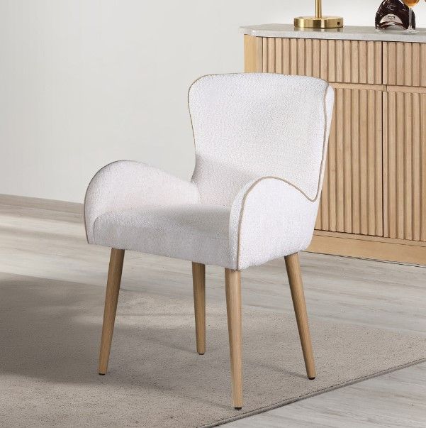 ACME Furniture Qwin 2-Piece Beige/Oak Arm Chair Set-1