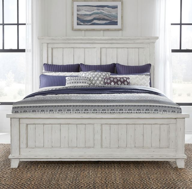 Liberty Furniture River Place Riverstone White Queen Panel Bed-1