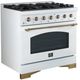 FORNO® Antico Series Alta Qualita 36" White and Antique Brass Pro Style Gas Range-2