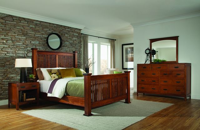Mavin Customizable American Craftsman Queen Prairie Spindle Bed with High Footboard-1