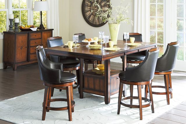 Homelegance® Bayshore Burnished Oak/Dark Brown Swivel Pub Height Chair-1
