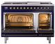 Ilve® Nostalgie II Noblesse 48'' Midnight Blue Pro Style Dual Fuel Range with Burnished Trim-2