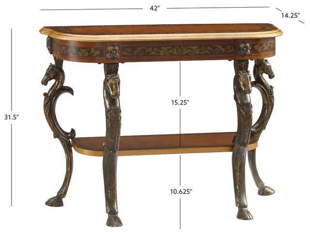 Powell® Flicka Brown Console with Antique Gold Base-3