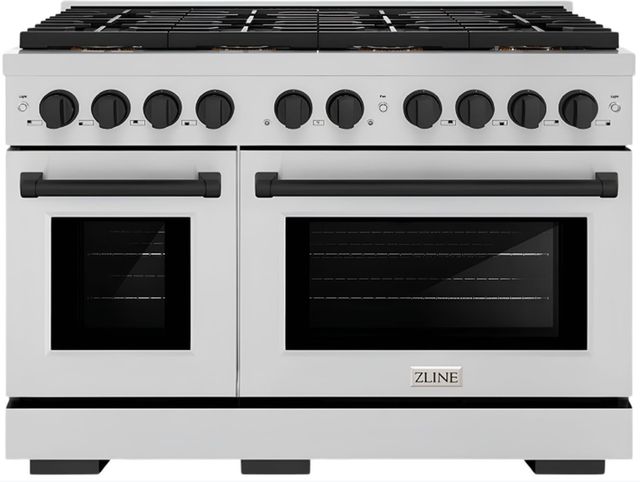 ZLINE Autograph Edition Paramount Series 48" Stainless Steel Pro Style Dual Fuel Range with Matte Black Accents -0