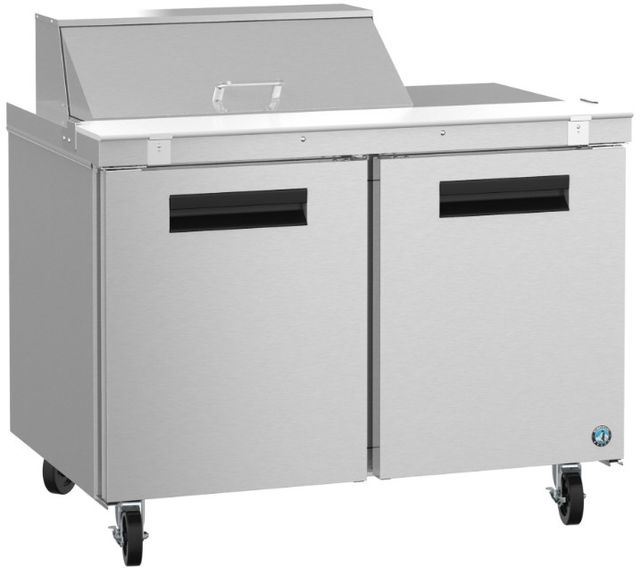Hoshizaki 48" 13.66 Cu. Ft. Stainless Steel Two Section Sandwich Prep Table Refrigerator with Innovative Air Distribution System-1