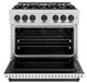 ZLINE Classic Series Autograph Edition 36" Stainless Steel Pro Style Gas Range with White Matte Door and Matte Black Accents-3