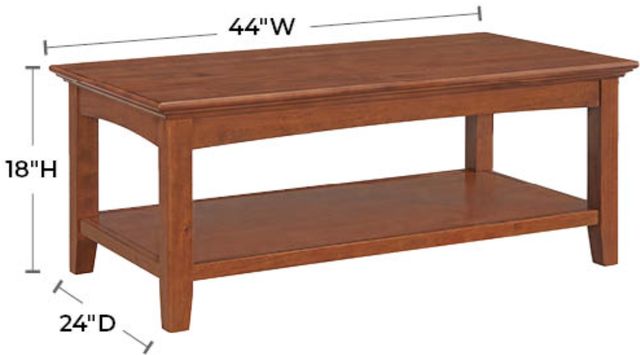 Whittier Wood® Furniture McKenzie Glazed Antique Cherry Rectangular Cocktail Table-1